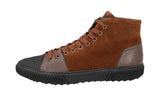 Prada Men's Brown Leather Stratus High-Top Sneaker 4T3122