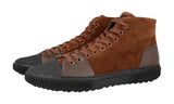 Prada Men's Brown Leather Stratus High-Top Sneaker 4T3122