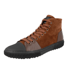 Prada Men's Brown Leather Stratus High-Top Sneaker 4T3122