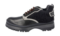 Prada Men's Black Heavy-Duty Rubber Sole Leather Lace-up Shoes 4T3142