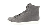 Prada Men's Grey Leather High-Top Sneaker 4T3149