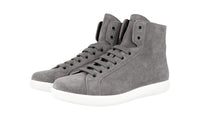 Prada Men's Grey Leather High-Top Sneaker 4T3149