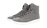 Prada Men's Grey Leather High-Top Sneaker 4T3149