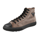 Prada Men's Brown Leather Stratus High-Top Sneaker 4T3306