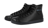 Prada Men's Black Leather Downtown Mirage High-Top Sneaker 4T3320