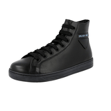 Prada Men's Black Leather Downtown Mirage High-Top Sneaker 4T3320