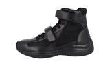 Prada Men's Black Leather Americas Cup High-Top Sneaker 4T3326