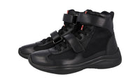 Prada Men's Black Leather Americas Cup High-Top Sneaker 4T3326