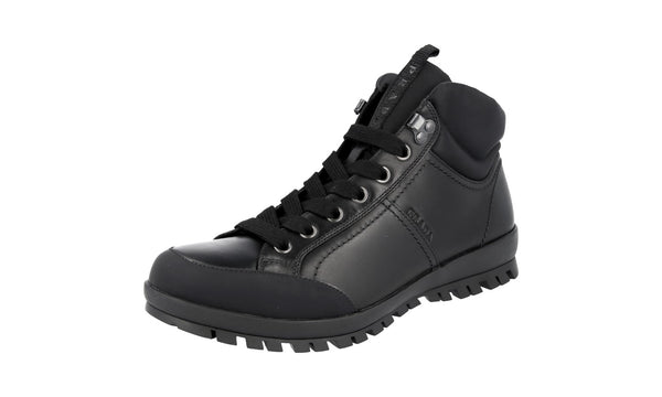 Prada Men's 4T3357 OLV F0002 Leather High-Top Sneaker