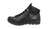 Prada Men's Black Heavy-Duty Rubber Sole Leather High-Top Sneaker 4T3357