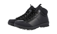 Prada Men's Black Heavy-Duty Rubber Sole Leather High-Top Sneaker 4T3357