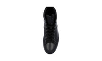 Prada Men's Black Heavy-Duty Rubber Sole Leather High-Top Sneaker 4T3357