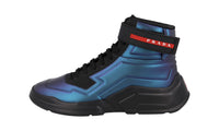 Prada Men's Blue Leather High-Top Sneaker 4T3535