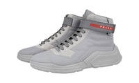 Prada Men's Grey Leather Polarius 19 Lr High-Top Sneaker 4T3535