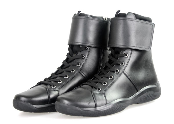 Prada Men's 4U2763 3OBD F0002 Leather High-Top Sneaker