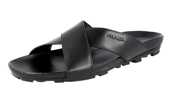 Prada Men's 4X2207 O3Y F0002 Leather Sandals