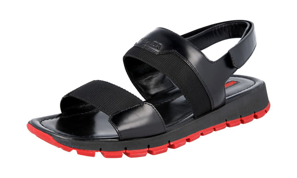 Prada Men's 4X2889 1O2C F022C Heavy-Duty Rubber Sole Leather Sandals