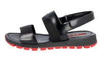 Prada Men's Black Heavy-Duty Rubber Sole Leather Sandals 4X2889