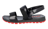 Prada Men's Black Heavy-Duty Rubber Sole Leather Sandals 4X2889