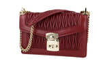 Miu Miu Women's Red Leather Confidential Matelasse Shoulder Bag 5BD083