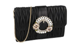 Miu Miu Women's Black Leather Matelasse Shoulder Bag 5BH095