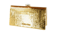 Miu Miu Women's Gold Leather Light Frame Sequin Evening Purse 5BK005