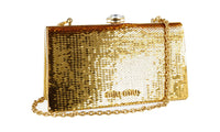 Miu Miu Women's Gold Leather Light Frame Sequin Evening Purse 5BK005