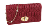 Miu Miu Women's Red Leather Matelasse Evening Purse 5DH044