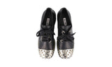 Miu Miu Women's Black Leather Runway Platform Spikes Lace-up Shoes 5E318D