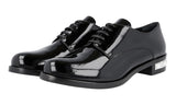 Miu Miu Women's Black Leather By Prada Crystal Heel Lace-up Shoes 5E522A