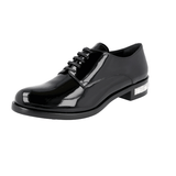 Miu Miu Women's Black Leather By Prada Crystal Heel Lace-up Shoes 5E522A