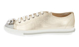 Miu Miu Women's Gold Leather By Prada Crystal Sneaker 5E8557