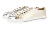 Miu Miu Women's Gold Leather By Prada Crystal Sneaker 5E8557