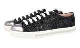 Miu Miu Women's Black Leather By Prada Glitter Sneaker 5E8998