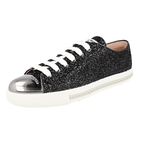 Miu Miu Women's Black Leather By Prada Glitter Sneaker 5E8998