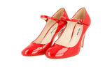 Miu Miu Women's Red Leather Mary Jane Pumps / Heels 5I9327