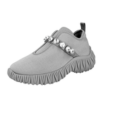Miu Miu Women's Grey Knit Crystal Slip-on Sneaker 5S376D