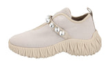 Miu Miu Women's Beige Knit Crystal Slip-on Sneaker 5S376D