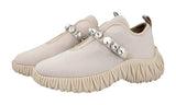 Miu Miu Women's Beige Knit Crystal Slip-on Sneaker 5S376D