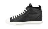 Miu Miu Women's Black Leather High-Top Sneaker 5T424B