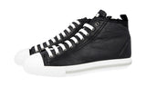 Miu Miu Women's Black Leather Shearling Fur Schaf Fell High-Top Sneaker 5T424B