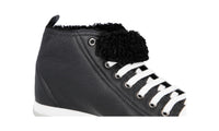 Miu Miu Women's Black Leather High-Top Sneaker 5T424B