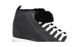 Miu Miu Women's Black Leather Shearling Fur Schaf Fell High-Top Sneaker 5T424B