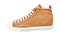 Miu Miu Women's Brown Leather Shearling High-Top Sneaker 5T424B