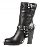 Miu Miu Women's Black welt-sewn Leather Shearling Fur Half-Boot 5U9427