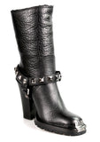 Miu Miu Women's Black welt-sewn Leather Shearling Fur Half-Boot 5U9427