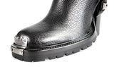 Miu Miu Women's Black welt-sewn Leather Shearling Fur Half-Boot 5U9427