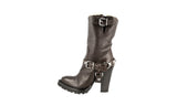 Miu Miu Women's Brown welt-sewn Leather Shearling Fur Half-Boot 5U9427