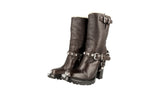 Miu Miu Women's Brown welt-sewn Leather Shearling Fur Half-Boot 5U9427
