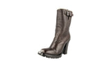 Miu Miu Women's Brown welt-sewn Leather Shearling Fur Half-Boot 5U9427